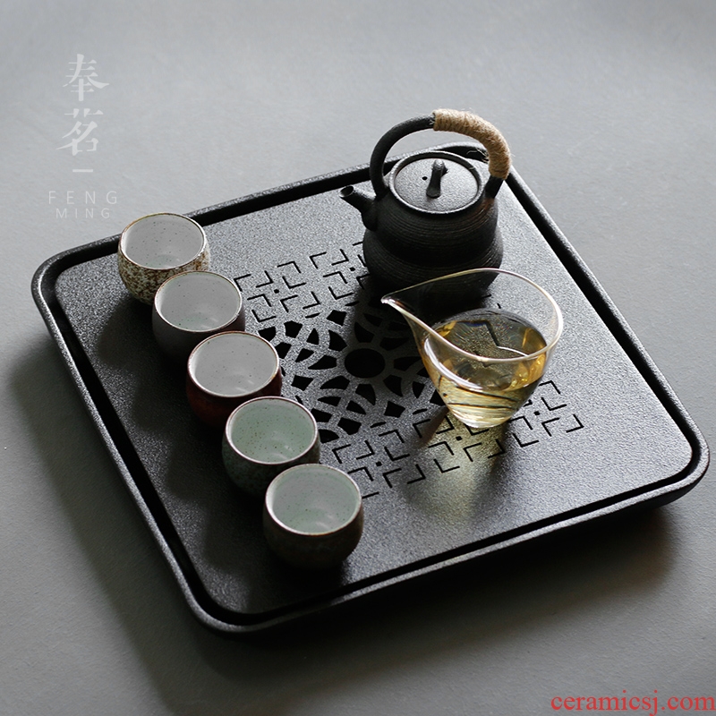 Serve tea sharply stone tea tray dry bubble size coarse pottery Chinese contracted ceramics embedded ground water tea table