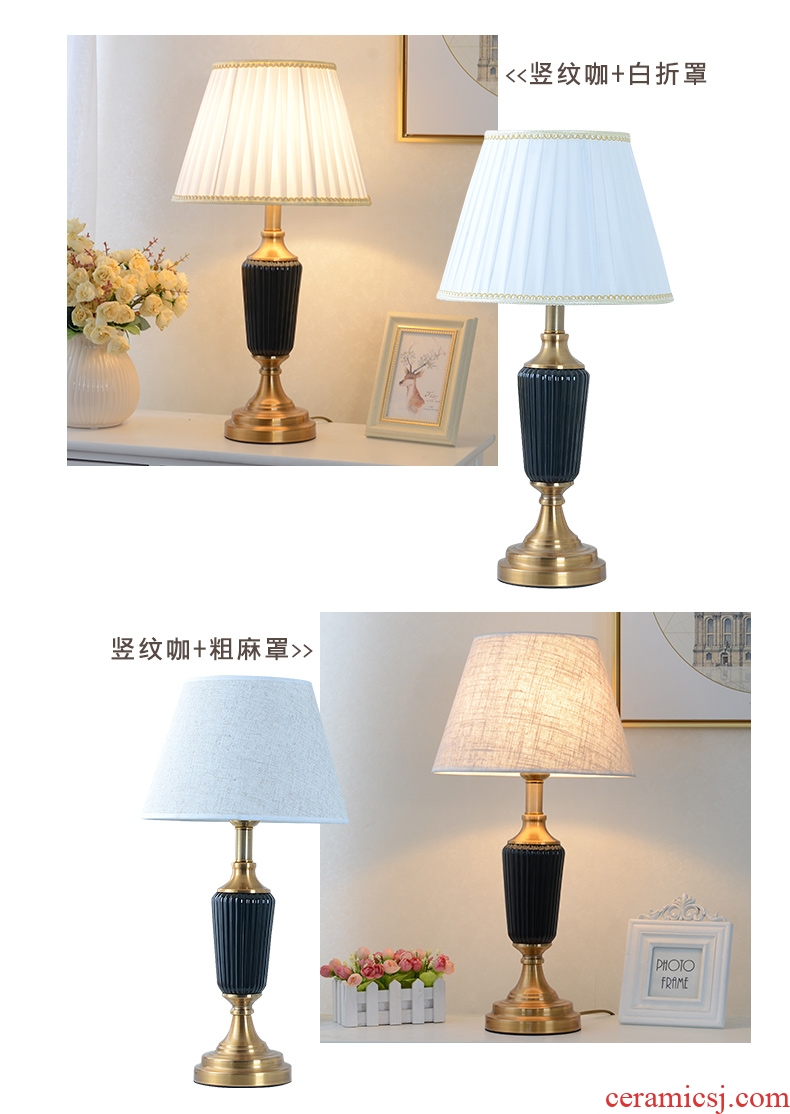 American contracted ceramic creative study desk lamp of bedroom the head of a bed in the sitting room decorate wedding sweet carried that move light lamp