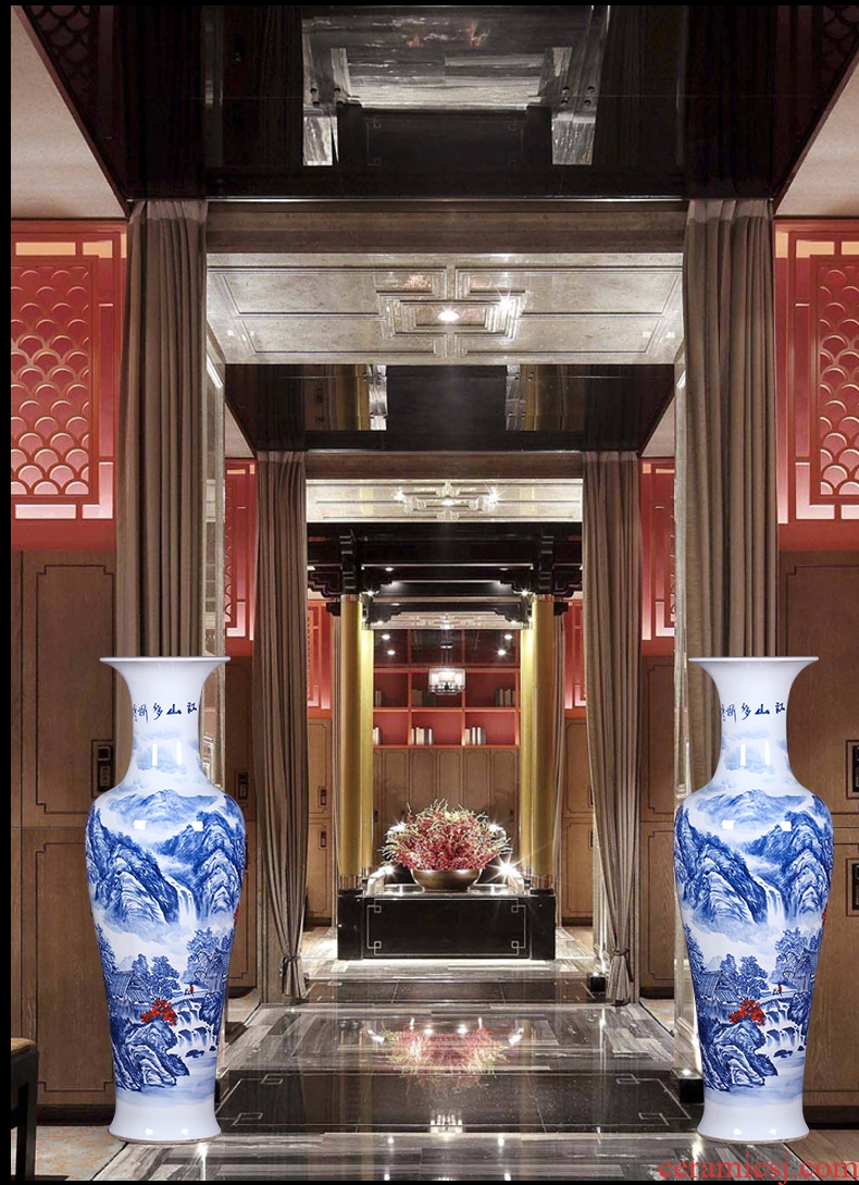 Jingdezhen ceramic celebrity master hand draw more than jiangshan jiao large vases, home decoration villa hotel furnishing articles - 589722418624