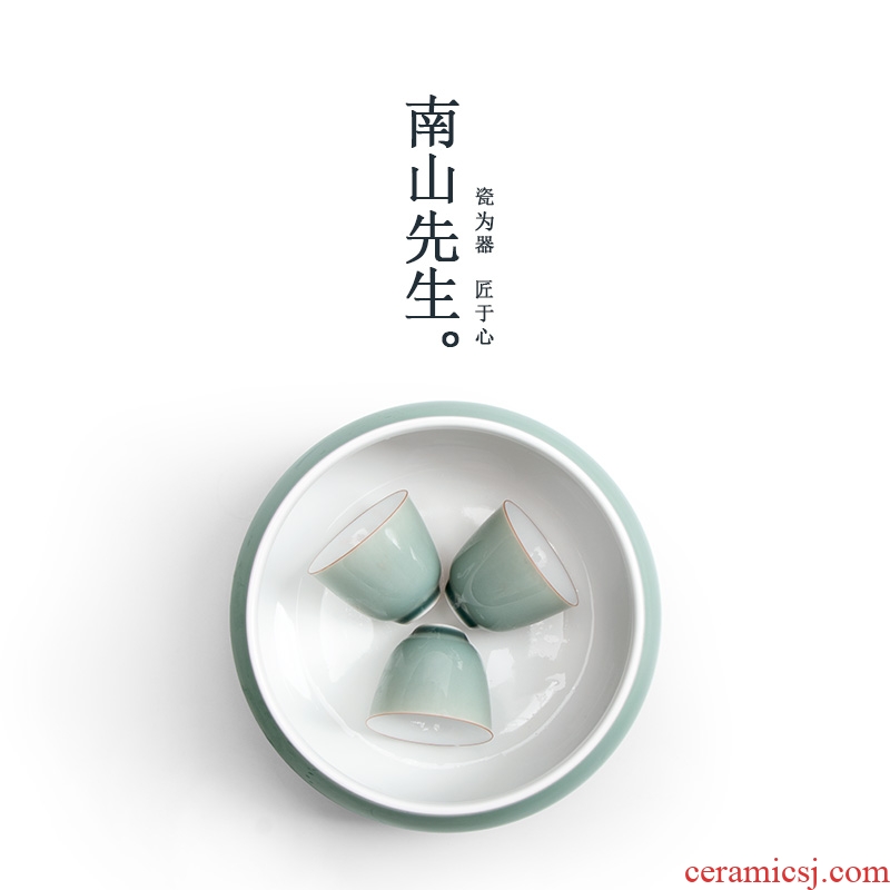 Mr Nan shan first green ceramic cup hot tea to wash large cylinder washing household writing brush washer water jar tea accessories
