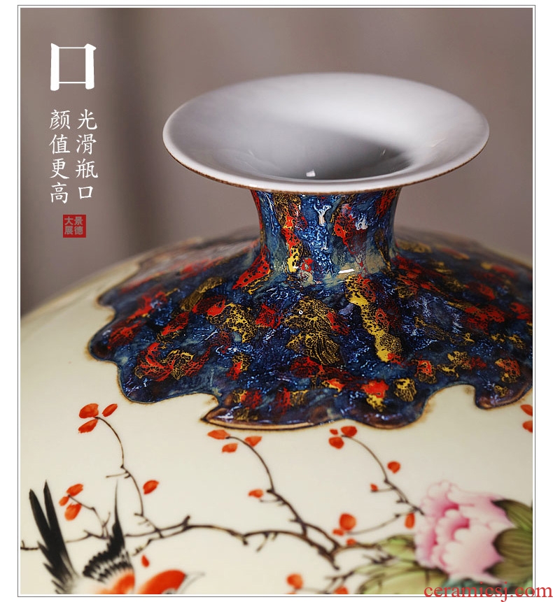 Jingdezhen ceramics big vase furnishing articles hand - made modern Chinese peony sitting room adornment TV ark, furnishing articles - 592347701303