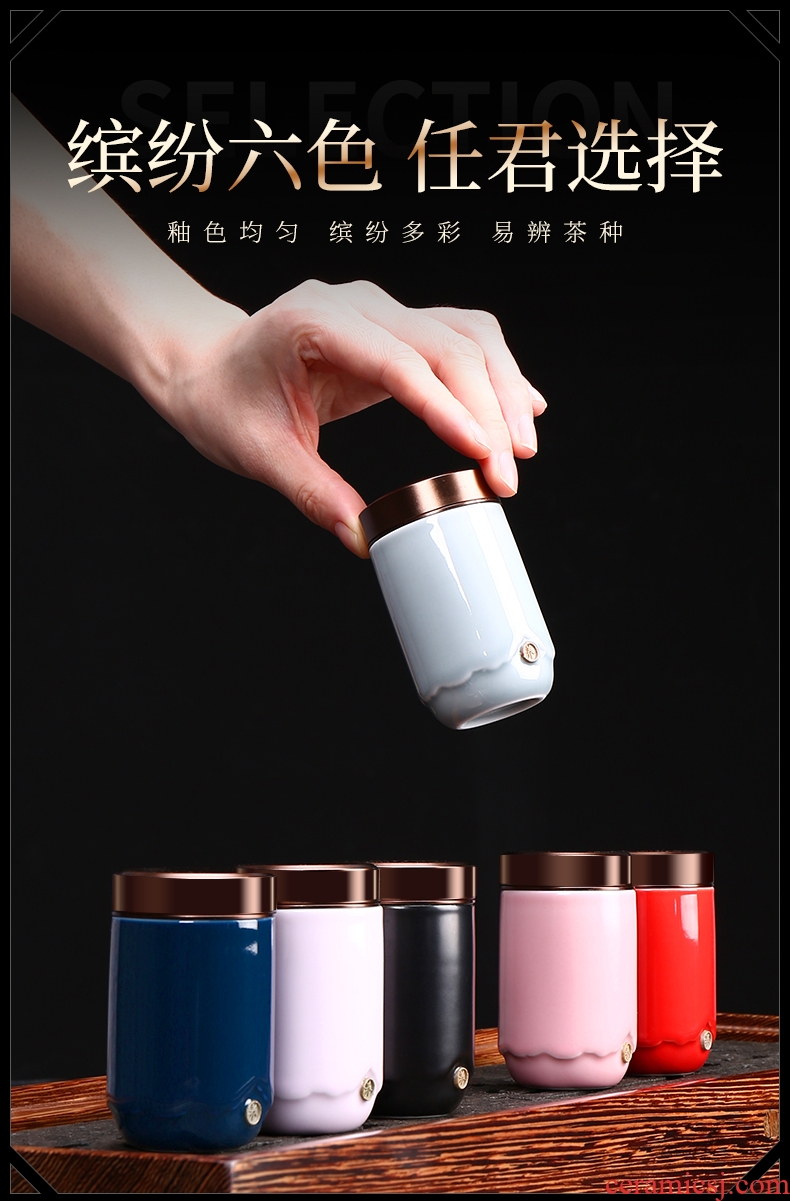 Travel Tang Xian mini caddy portable small ceramic pot seal gift set tea custom LOGO
