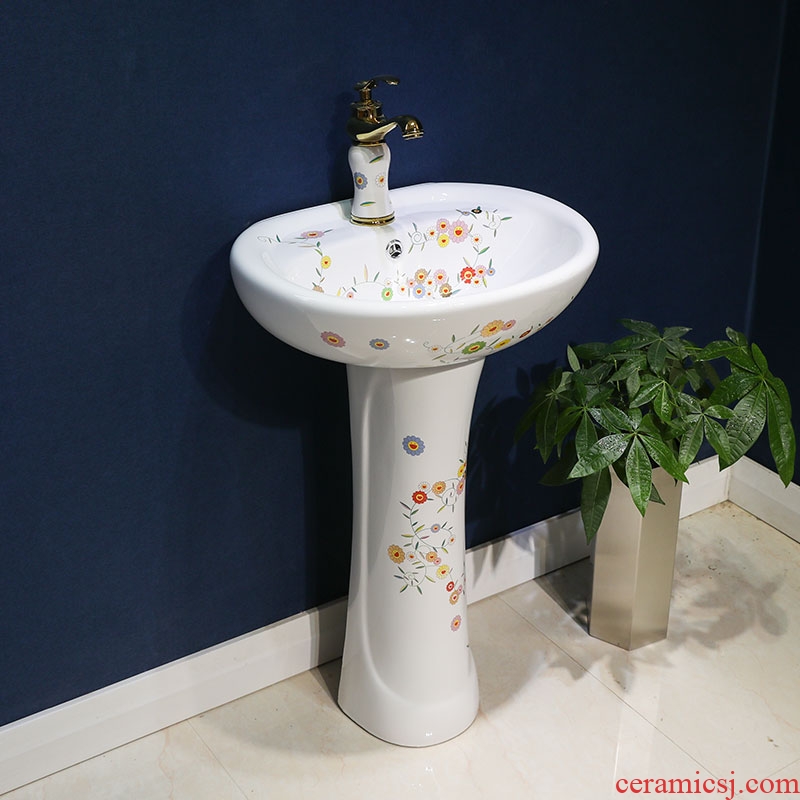 M beautiful art pillar basin one-piece sink basin of archaize floor ceramic lavatory floor type restoring ancient ways