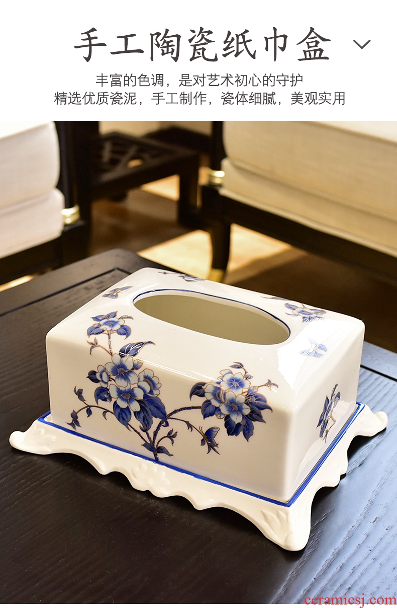 Murphy's new Chinese style ceramic paper towel box of American rural household adornment bedroom living room table smoke box furnishing articles