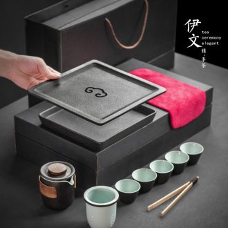 Evan ceramic kung fu tea sets the teapot tea tray home office of a complete set of gift box packed in a small pot of five cups