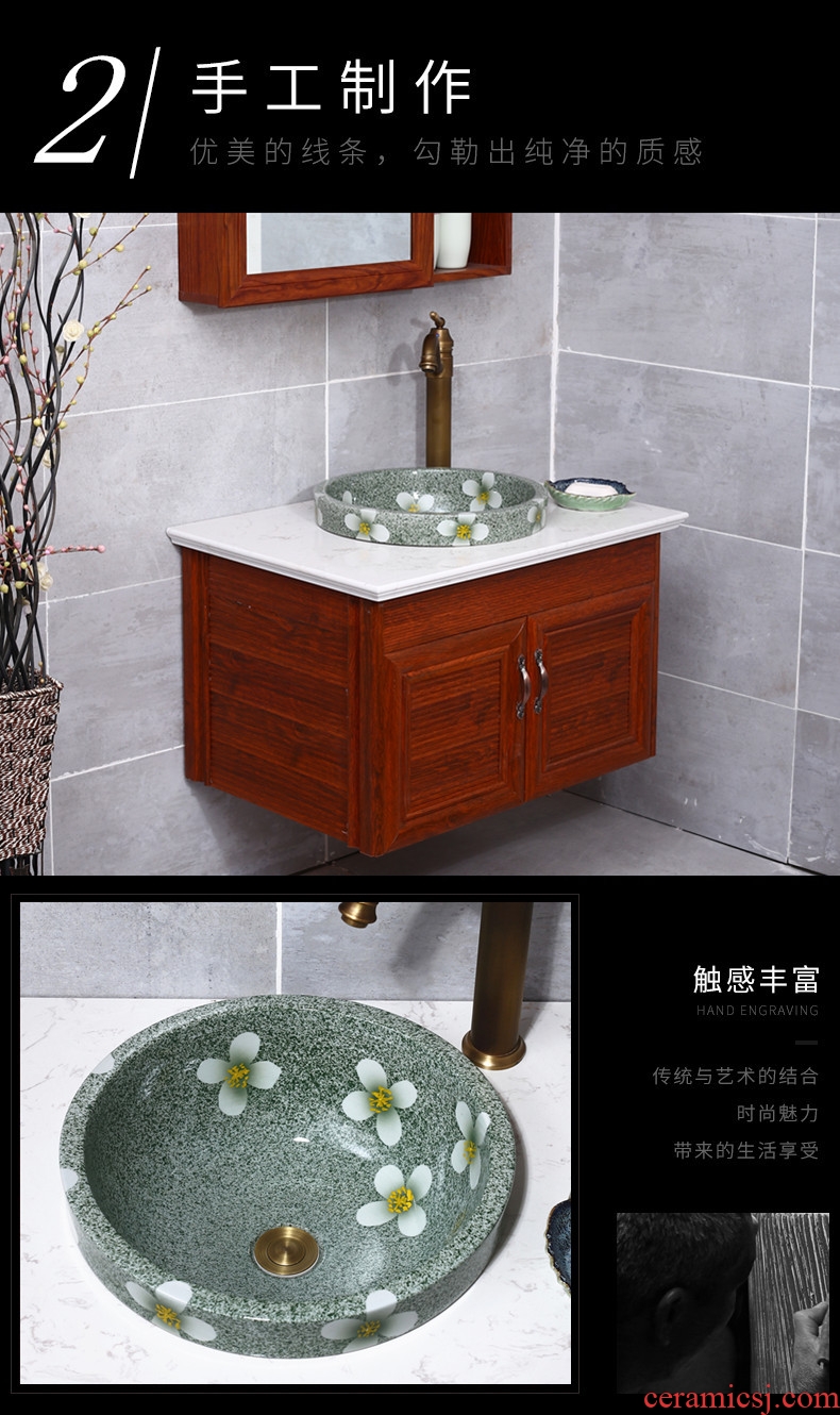 Nordic retro ceramic art basin half embedded lavabo household taichung creative lavatory round Europe type