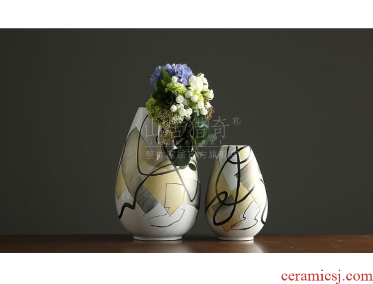 Convergent big oval ceramic vase Nordic sitting room dry flower arranging flowers, flower implement example room hand - made porcelain furnishing articles - 593029283815