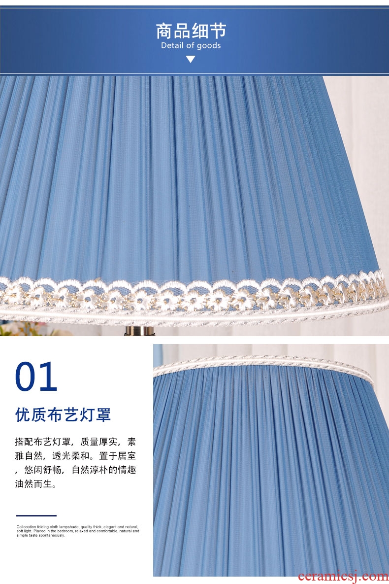 Lamp decoration American ceramic desk Lamp of bedroom the head of a bed is contracted household creative modern marriage room warm light sweet got connected