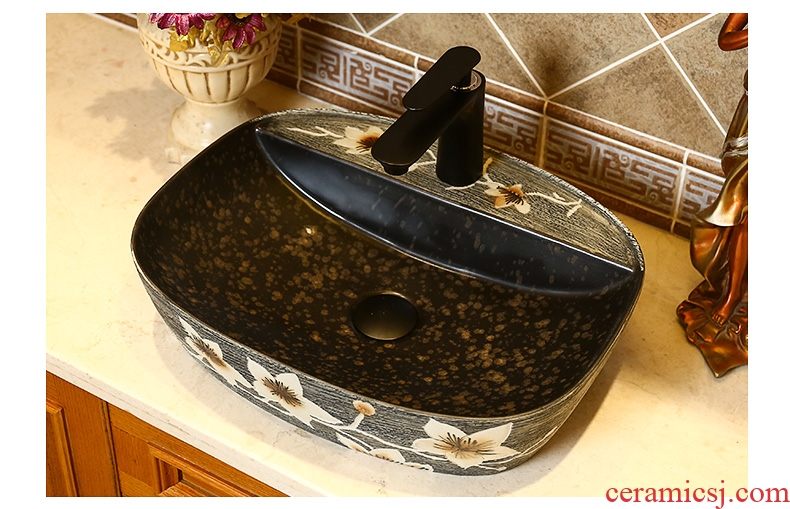 Chinese carving stage basin sink square individuality creative art ceramic lavatory basin sink basin