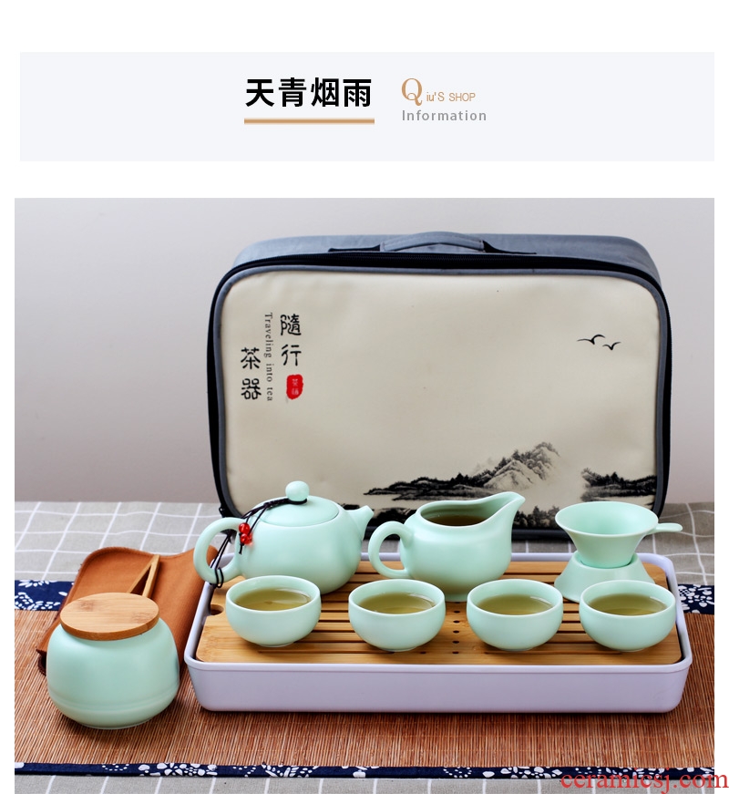 Travel kung fu tea set porcelain crack cup home your up with a pot of 22 man is suing portable bag in ceramics