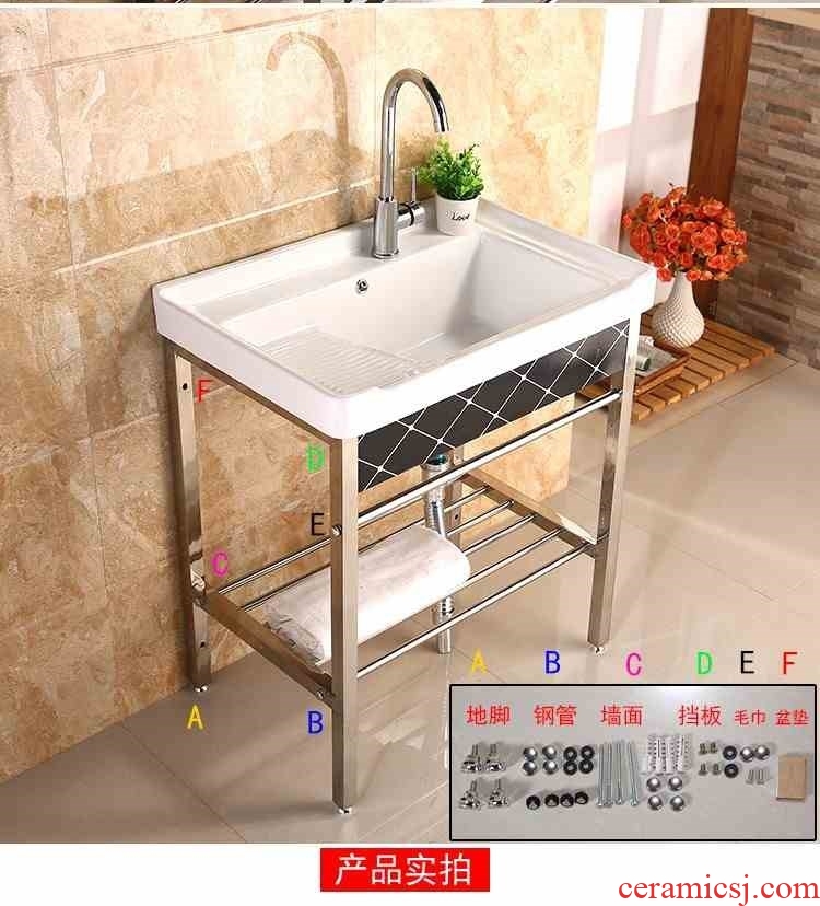Wash chest rub garment board, thickening basin on the ceramic Wash tub set down household laundry outside the balcony