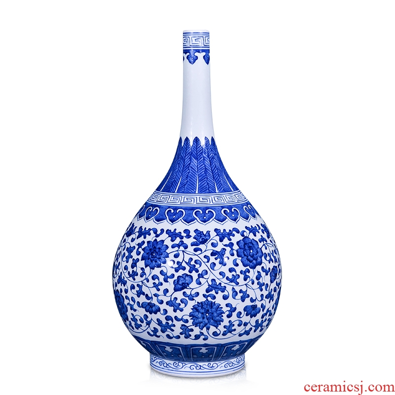 Jingdezhen ceramics archaize sitting room porch Chinese style household adornment bedroom table of blue and white porcelain vase furnishing articles