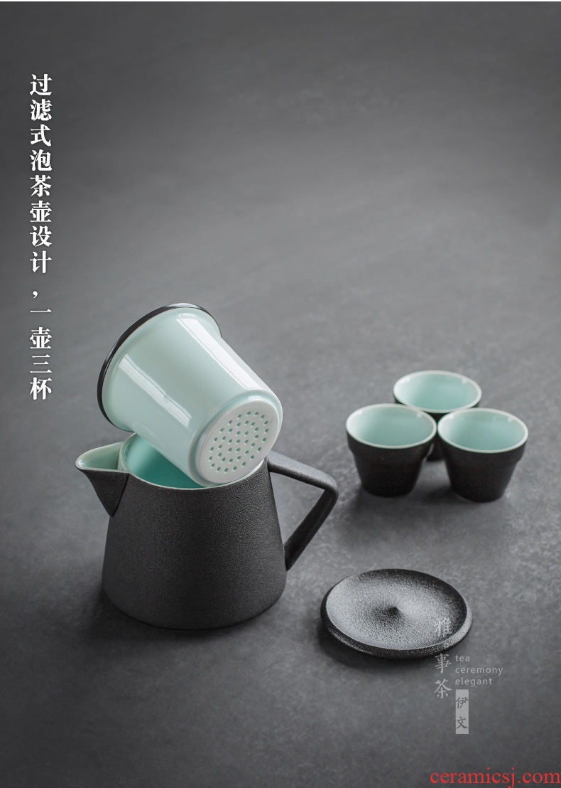 Even travel ceramic tea set office kung fu to crack a pot of 2 cup three simple tea kettle