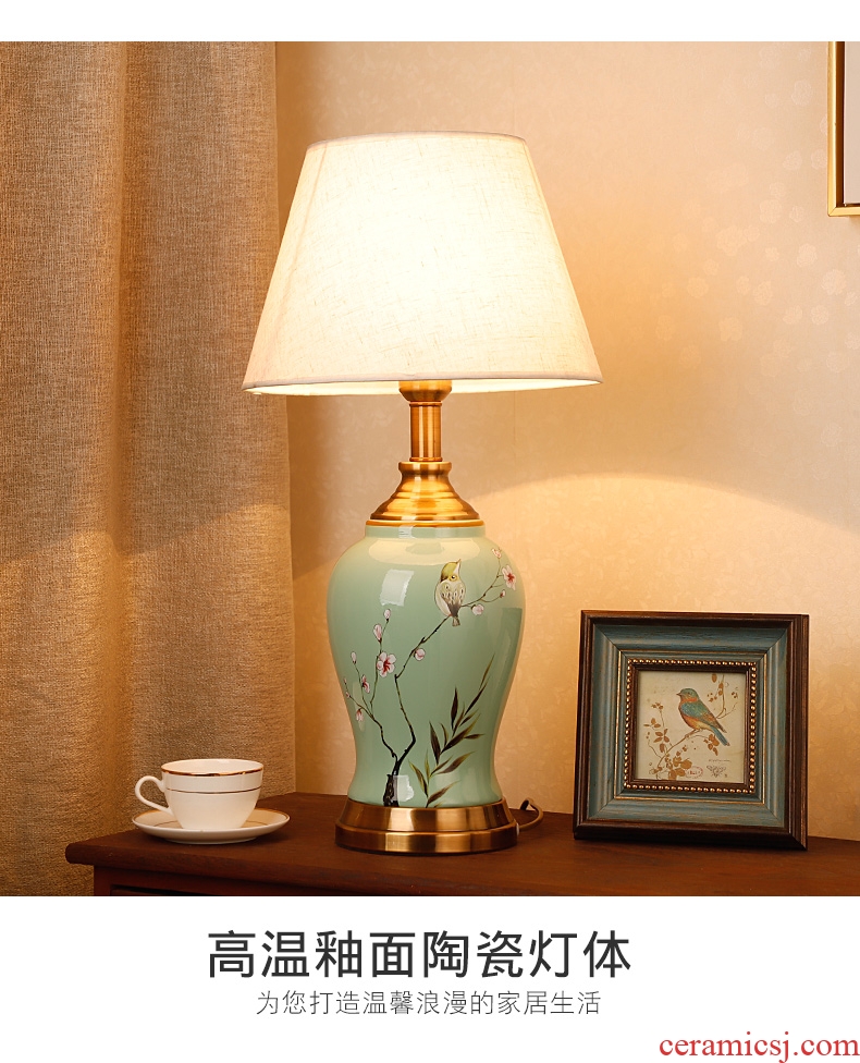 New Chinese style ceramic desk lamp classical home sitting room bedroom study bedroom adornment wedding carried this bedside lamp