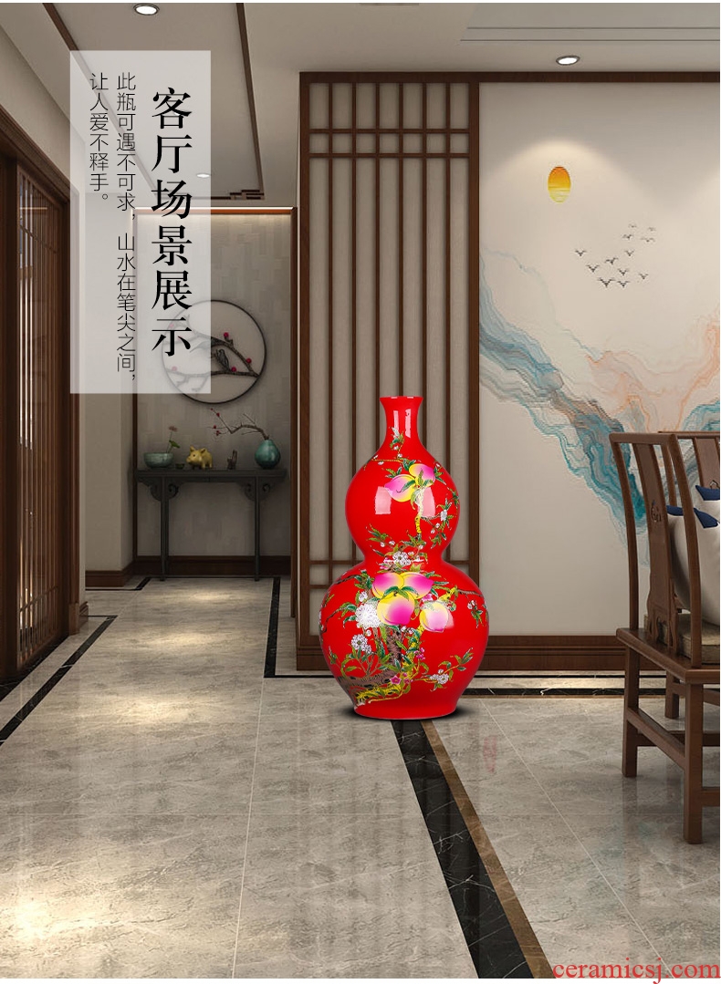 Jingdezhen big hand paint ceramic vase furnishing articles sitting room be born Chinese celadon decoration hotels high - grade decoration - 602284816078