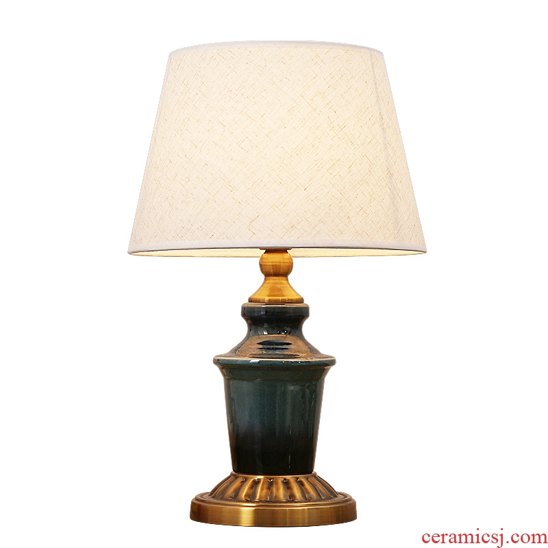 Married married the desk lamp of bedroom the head of a bed lamp American creative living room lamp light the luxury of ceramic cloth art adornment lamps and lanterns