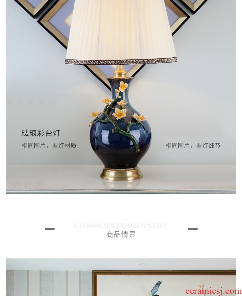 Cartel American key-2 luxury colored enamel lamp full copper lamp of bedroom the head of a bed European ceramic creative villa lighting
