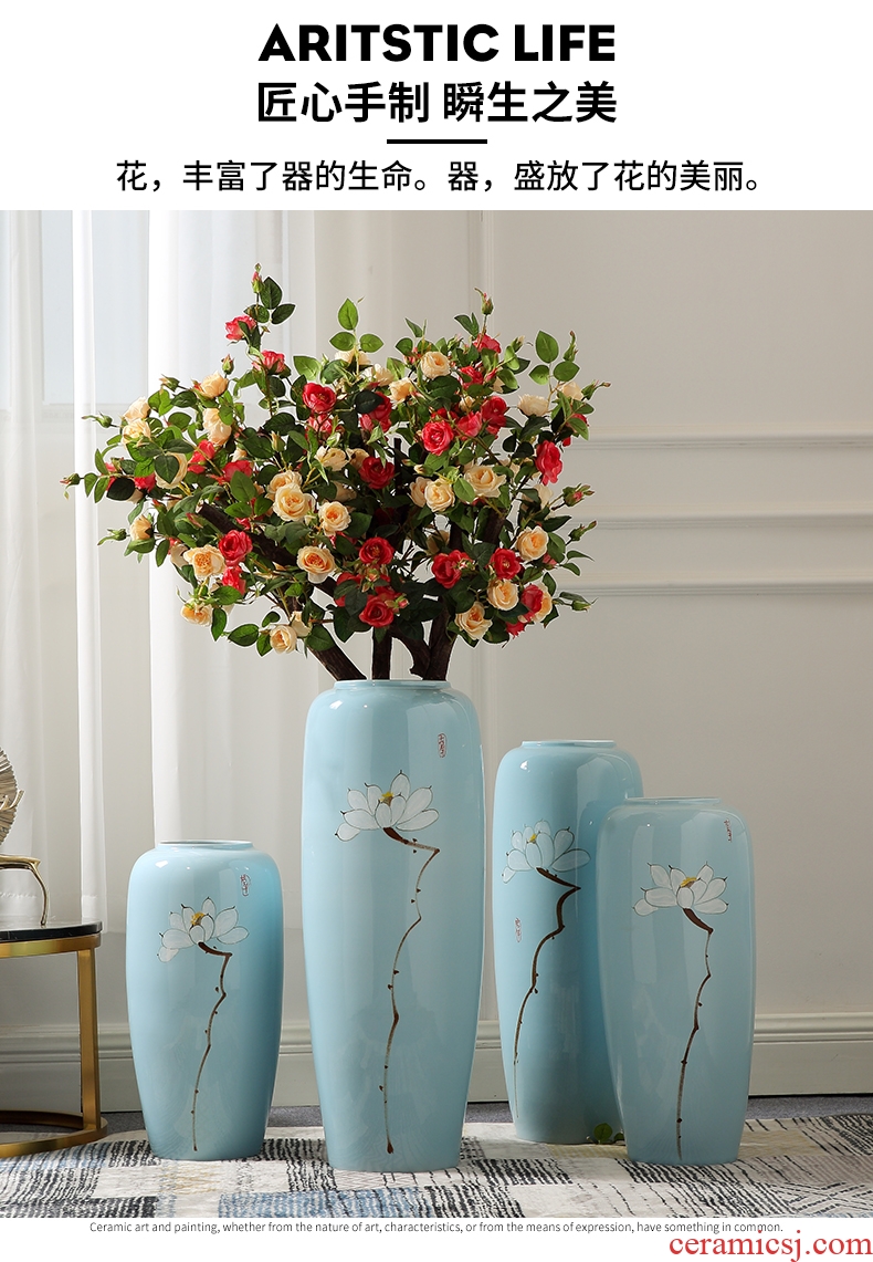 Jingdezhen blue and white porcelain ceramic vase large three - piece suit of new Chinese style furnishing articles wine accessories flower arrangement sitting room - 597882202842