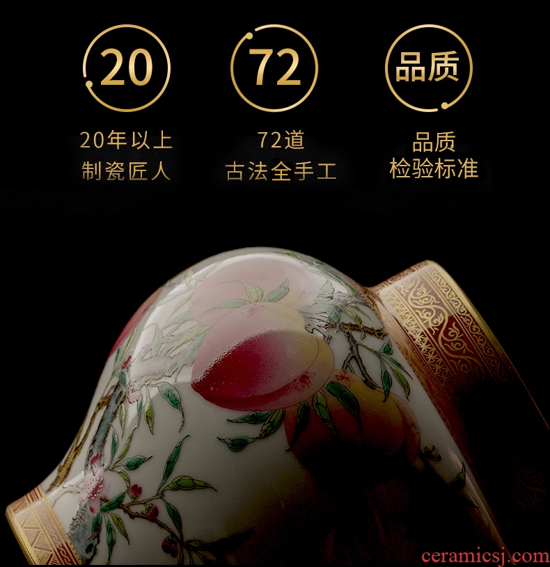 Jingdezhen ceramic vases, flower arranging large carving shadow blue glaze porcelain landing Chinese style living room TV cabinet decoration - 598579364327
