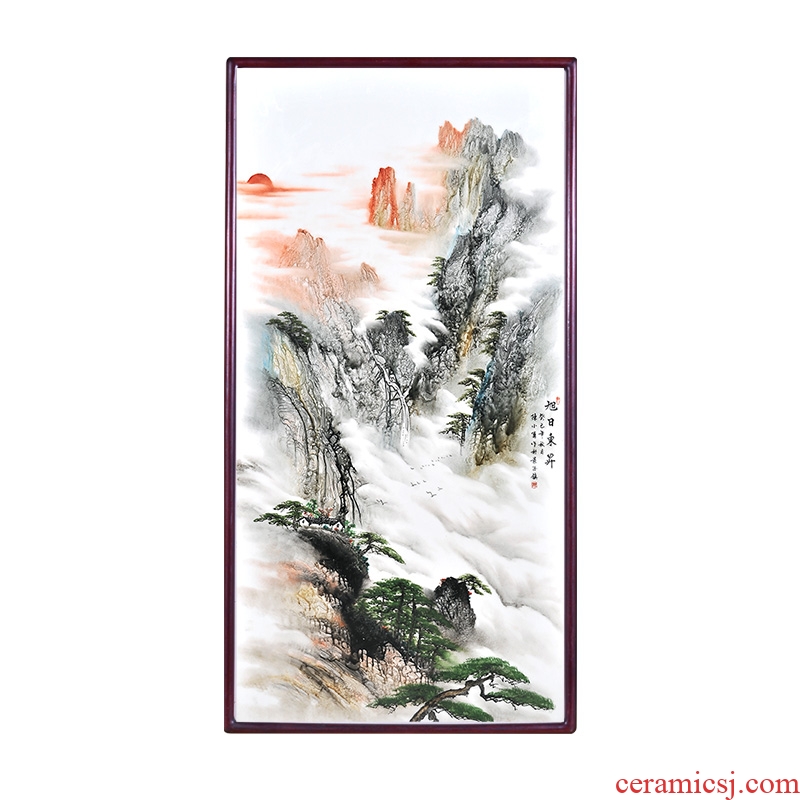 Jingdezhen ceramic hand-painted modern famous porcelain plate painting the sunrise home sitting room decorates porch mural furnishing articles