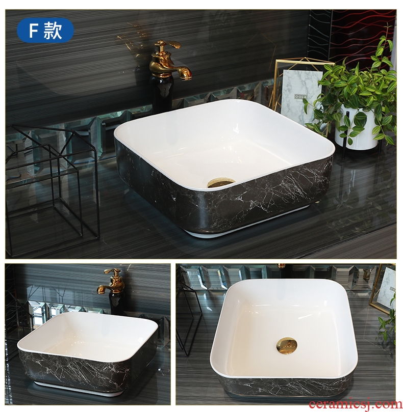 Contracted on the ceramic bowl lavatory square black marble basin of household toilet lavabo art