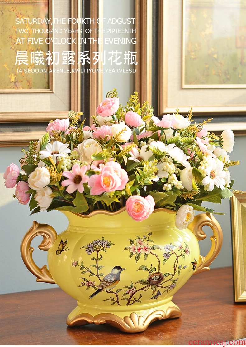 Jingdezhen ceramic vase sitting room place of large vases, flower arranging extra large hotel decoration retro pottery basin - 570130368677