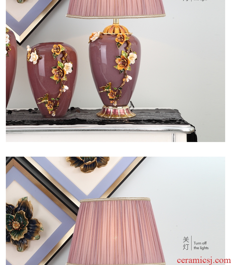 New Chinese style living room full of copper lamp type colored enamel porcelain lamp decoration of bedroom the head of a bed lamp villa lamps and lanterns