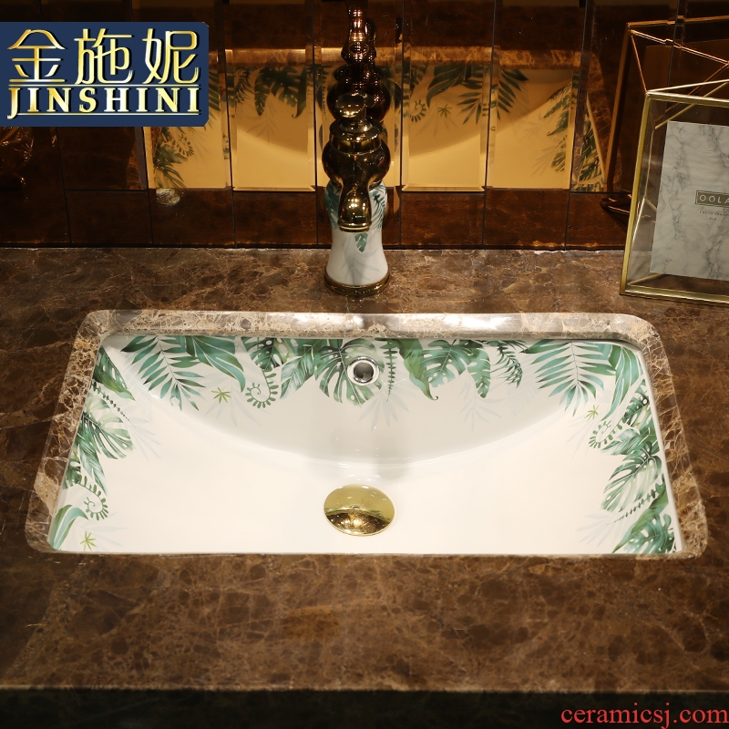 Ceramic undercounter lavabo square Ceramic basin washing a face embedded household small family toilet wash basin
