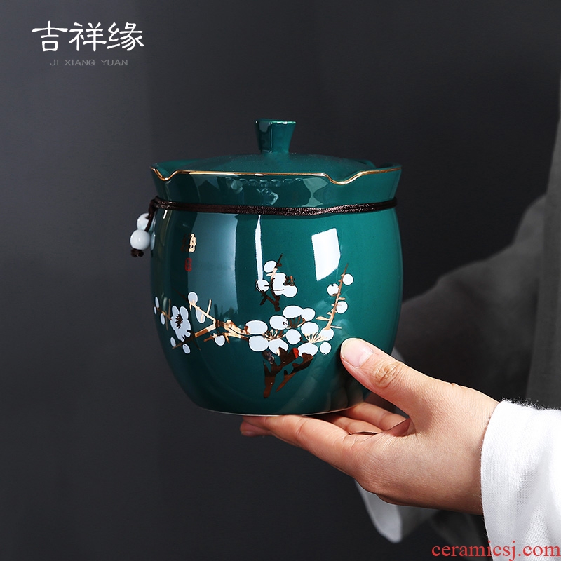 Auspicious edge in ceramic tea pot of seal number half jins to pu 'er red green tea packaging gift boxes household gifts