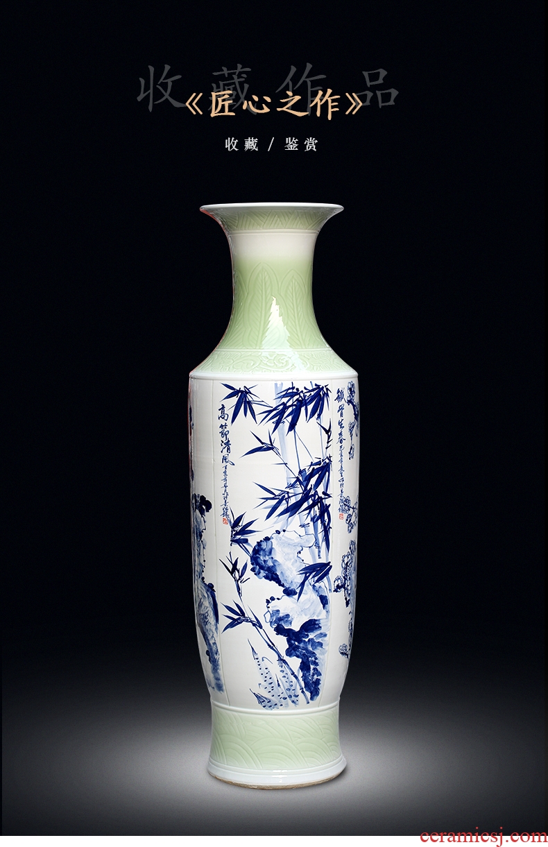 Jingdezhen ceramic chrysanthemum patterns of large vase household sitting room adornment flower arranging large porcelain porcelain furnishing articles