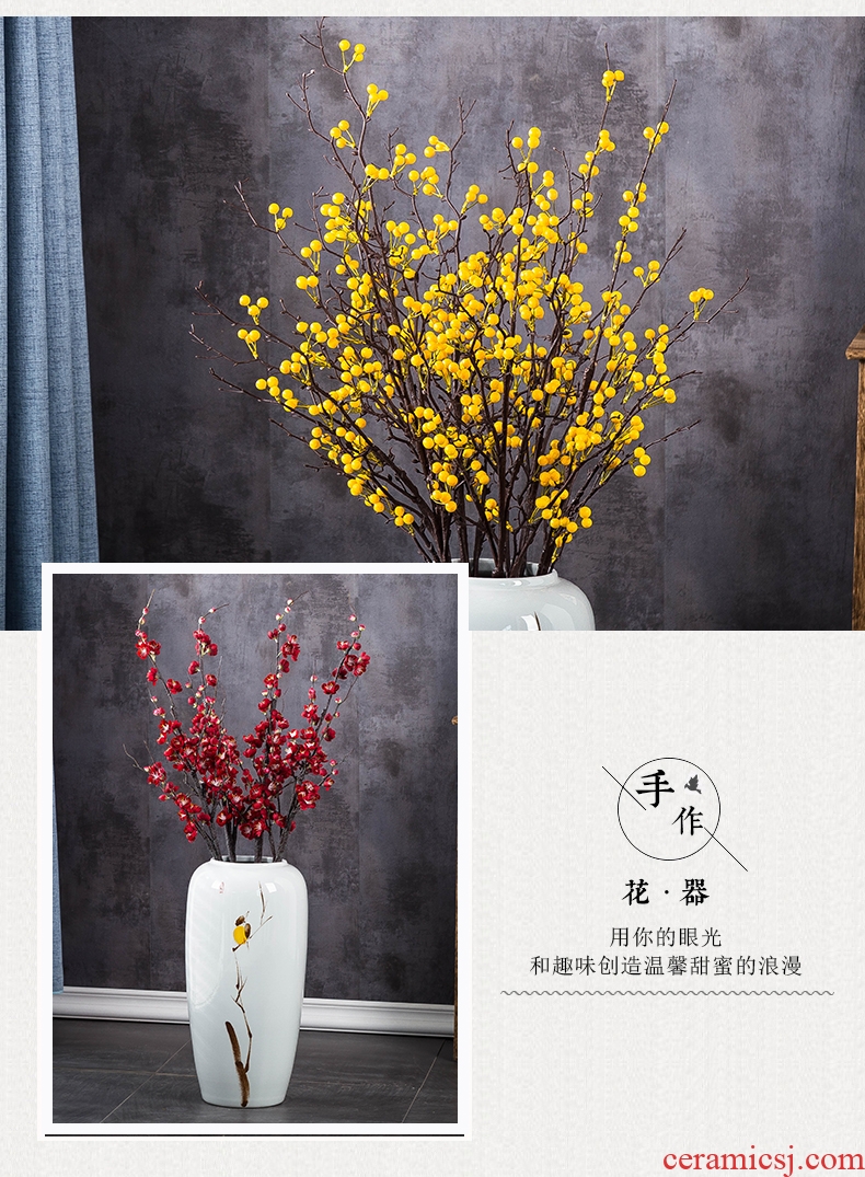 Jingdezhen ceramics of large vase Chinese red paint peony flowers prosperous hotel sitting room adornment is placed - 602087775530