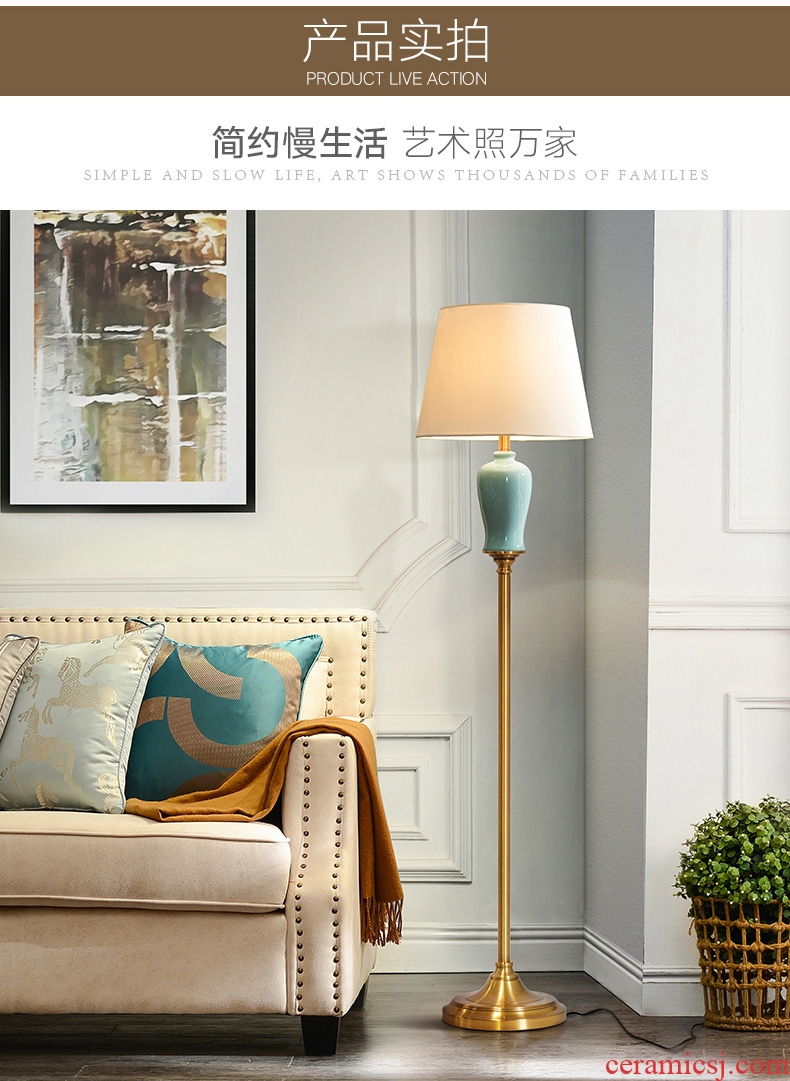 Contracted and I American ceramic floor lamp light sitting room bedroom study key-2 luxury north Europe type vertical desk lamp of the head of a bed lamp