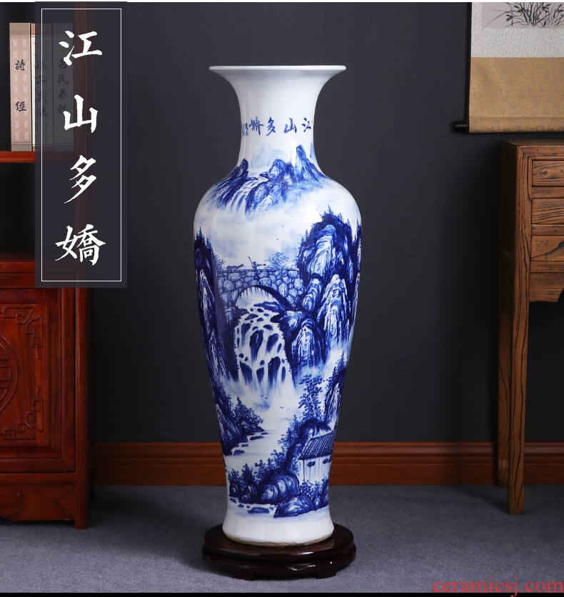 Jingdezhen ceramic floor large new Chinese blue and white porcelain vase dragon design home sitting room adornment is placed - 602166527495
