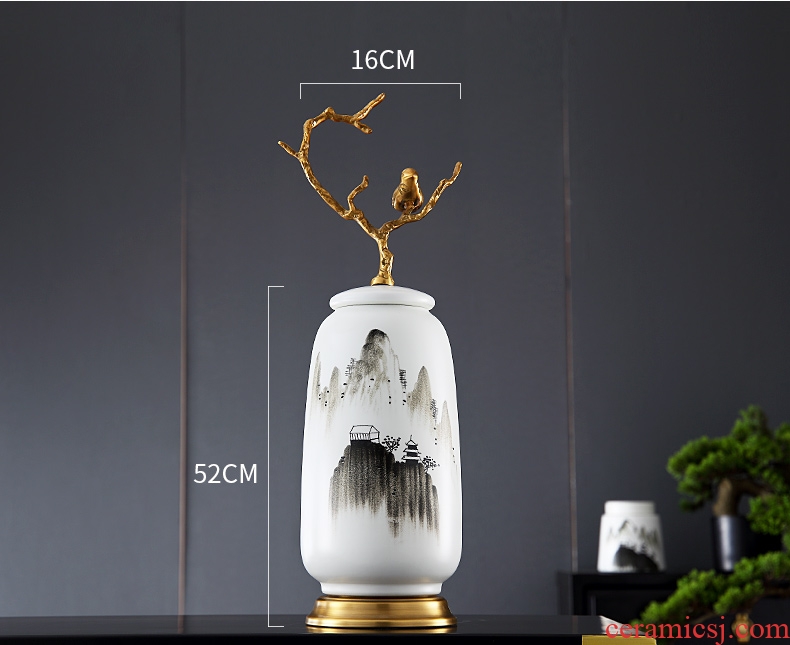Lamp act the role ofing furnishing articles form a complete set of new Chinese style ceramic vases, cut all of I and contracted copper art hand - made decorative landscape