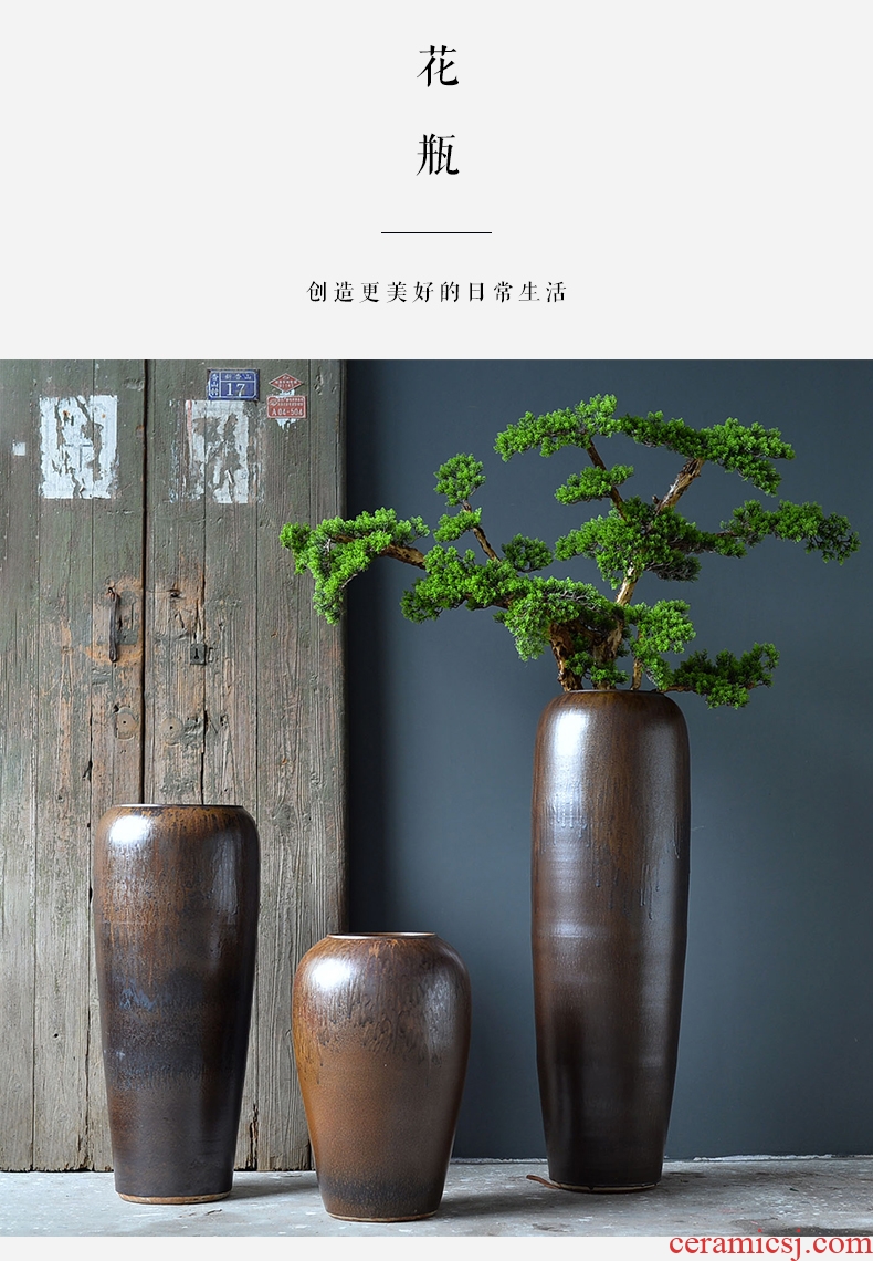 Jingdezhen ceramics green glaze landscape painting and calligraphy tube quiver scroll sitting room place, the study of large cylinder vase - 599144691659