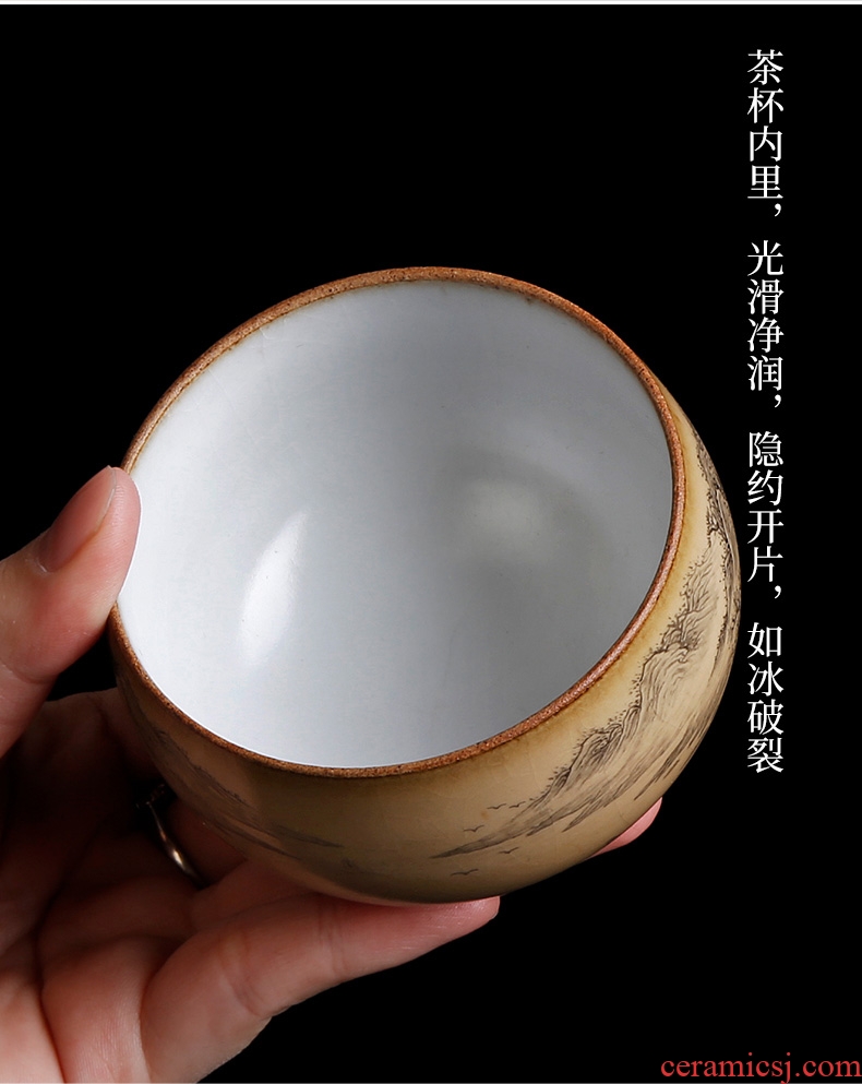 Your kiln individual cups sliced open cups can raise jingdezhen ceramic hand-painted master tea cup single character, pure manual