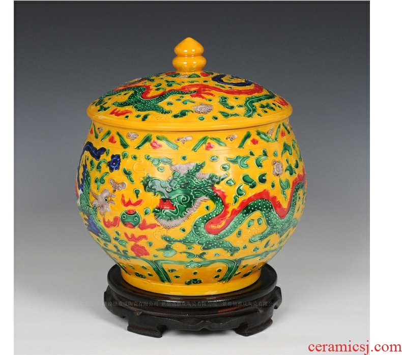 Classical continuous grain of archaize of jingdezhen ceramics powder enamel storage tank cover pot caddy fixings candy jar