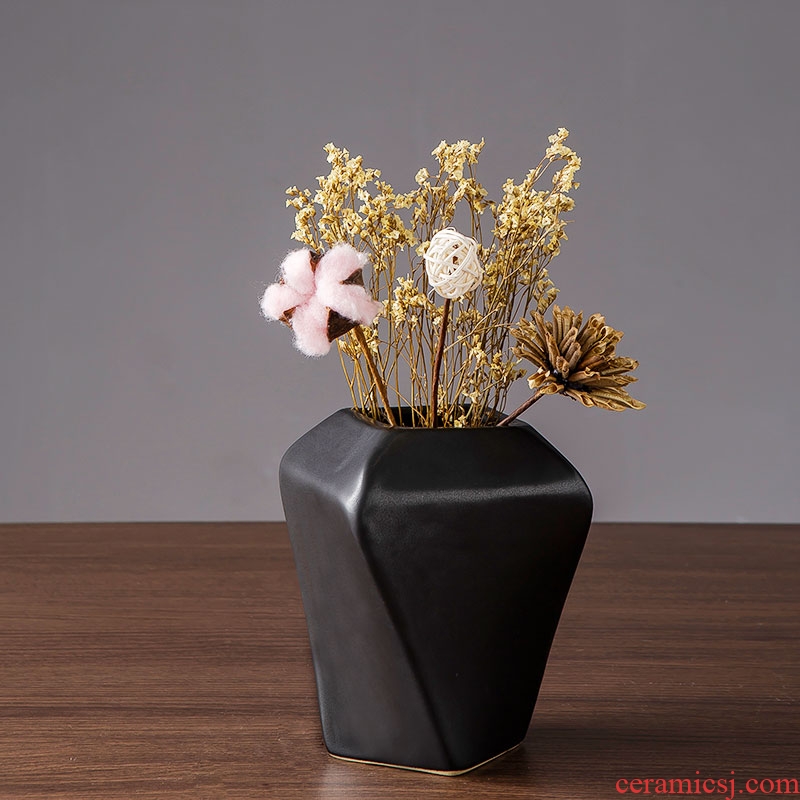 Jingdezhen contracted ceramic vases, black flower arranging furnishing articles of I sitting room zen white decorative dried flower vase
