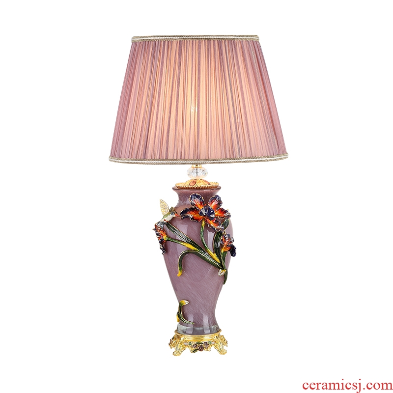 Cartel type colored enamel lamp sitting room key-2 luxury villa high - grade atmosphere ceramic lamp of bedroom the head of a bed