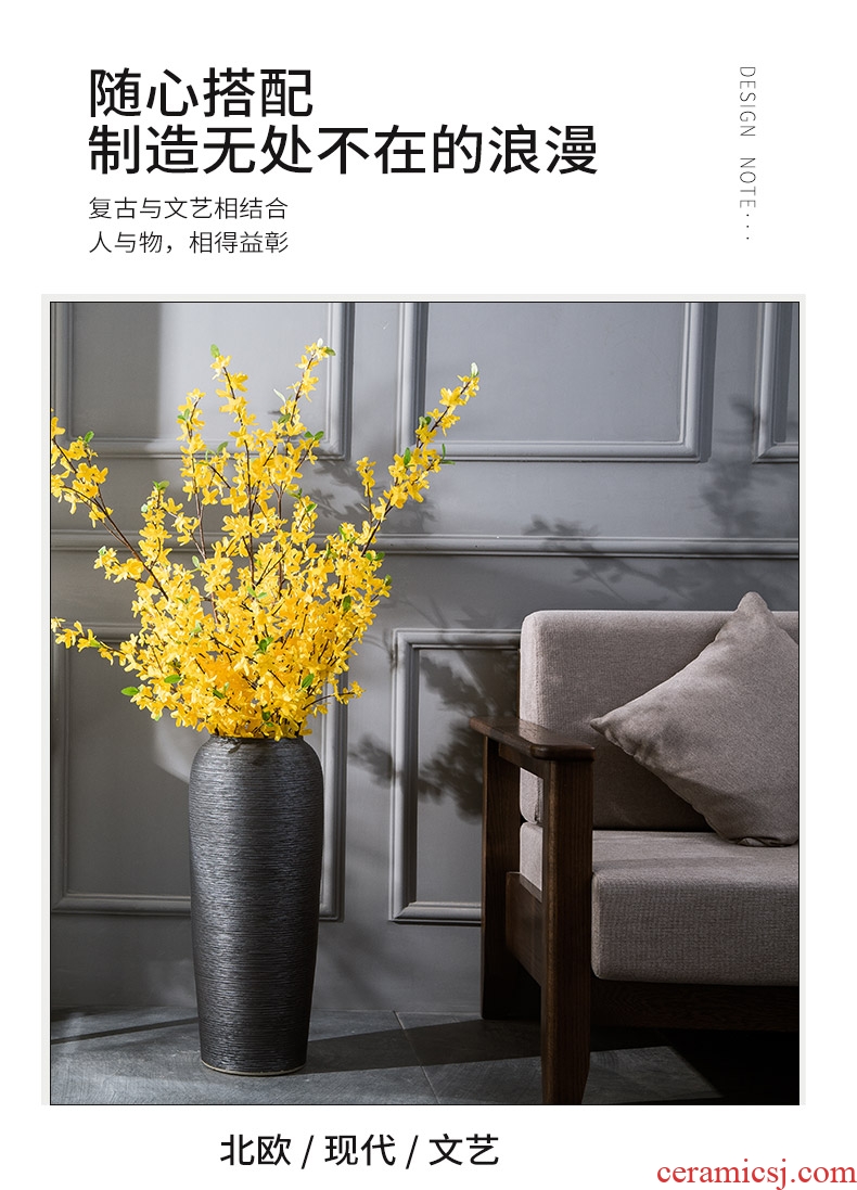Jingdezhen ceramic vases, flower arrangement sitting room ground large dried flowers, white ceramic porcelain ornaments porch decoration - 594907874803