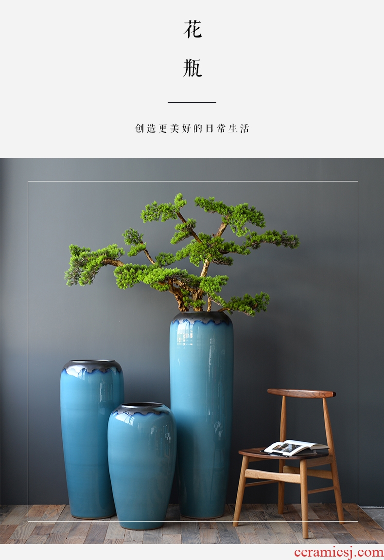 Restore ancient ways the ground ceramic big vase high dry flower arranging flowers sitting room jingdezhen ceramic ornaments furnishing articles pottery coarse pottery - 602053647748