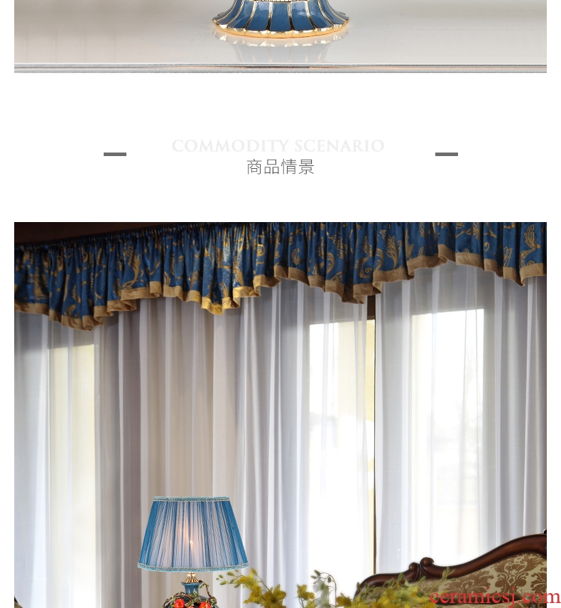 New Chinese style living room colored enamel porcelain lamp American luxury european-style creative villa lighting lamps and lanterns of bedroom the head of a bed