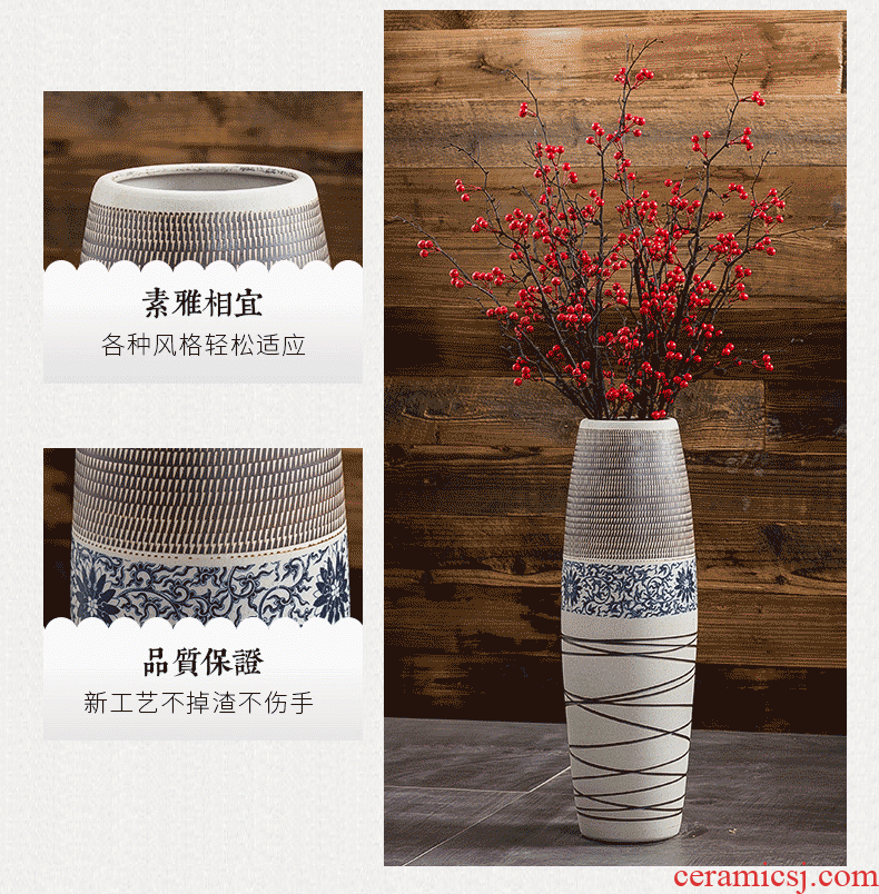 Living room furnishing articles flower arranging ceramic POTS restoring ancient ways of large vase American hotel decoration dried flowers coarse pottery - 585870447614