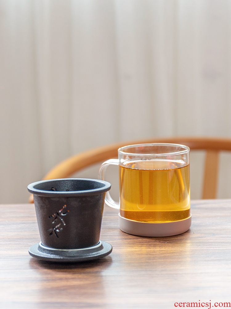 Glass ceramic filter tea cup with lid office keller household ultimately responds kongfu tea cups water