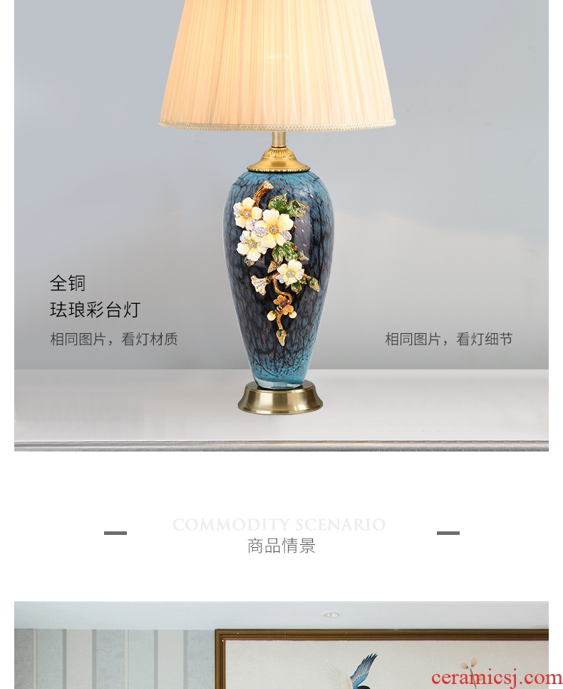Cartel key-2 luxury colored enamel porcelain lamp type copper creative villa living room lamp of bedroom the head of a bed