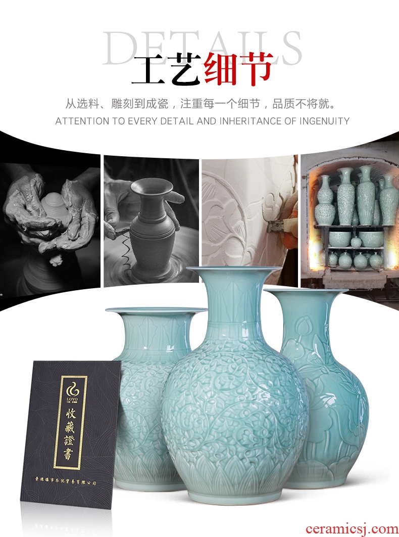 Jingdezhen ceramics manual hand - made bright future of large blue and white porcelain vase sitting room hotel decoration furnishing articles - 605690839550