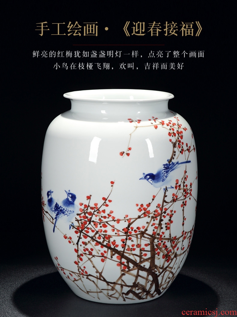 Jingdezhen ceramic hand - made big blue and white porcelain vase furnishing articles sitting room of Chinese style household rich ancient frame flower arranging porcelain decoration - 598599289846