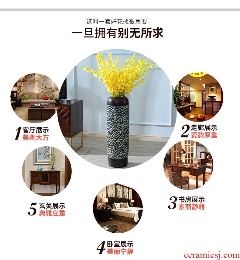 Jingdezhen ceramics new Chinese vase furnishing articles dried flower arranging flowers sitting room European - style circular desk ground bottle