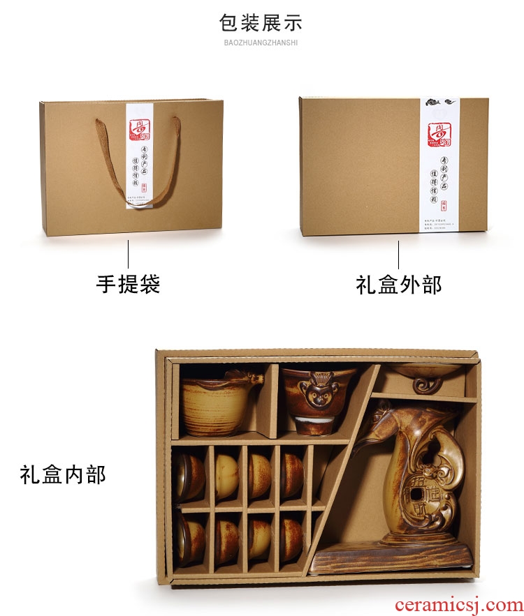 Shi Mopan archaize automatic tea set lazy kung fu tea artifact household ceramic teapot teacup set
