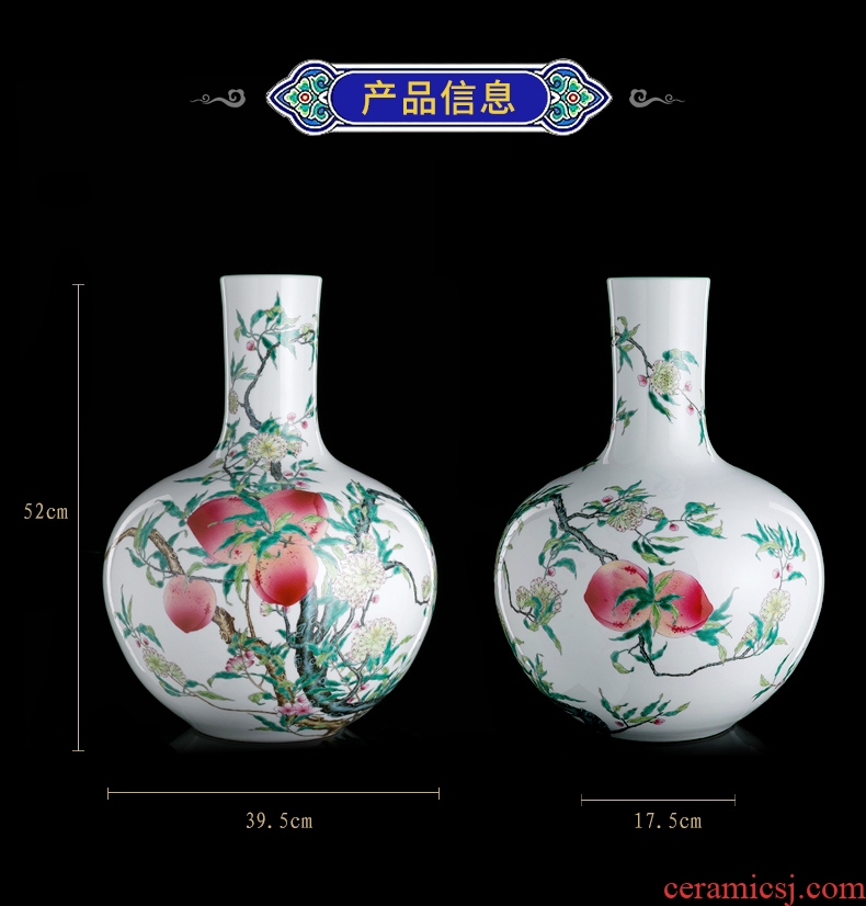 Imitation of classical jingdezhen ceramics celadon art big vase retro ears dry flower vase creative furnishing articles - 569878494453